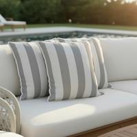 Outdoorkissen Magda Grau/Weiß ca.45x45 cm - Grau, MODERN, Textil (45/8/45cm) - Bessagi Garden
