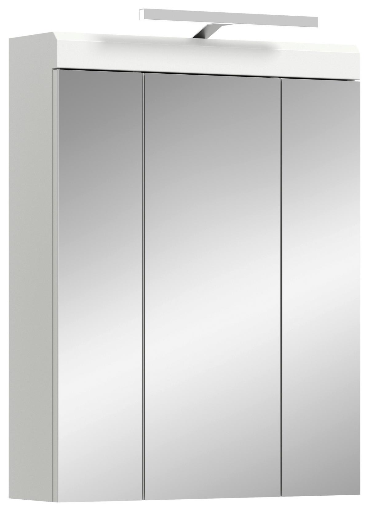 Omara Z Ogledalom Scout, Bela, Z Osvetlitvijo - bela/visoki sijaj, Moderno, steklo/leseni material (60/79/18cm) - MID.YOU