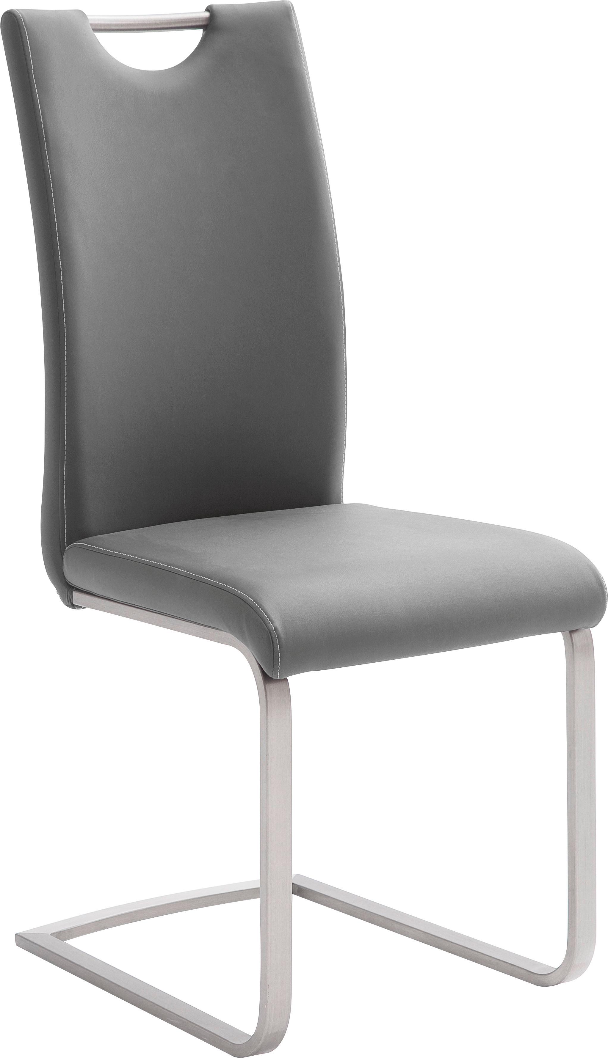 KRZESŁO NA PŁOZIE PAULO - kolor stalowy/kremowy, Design, metal/tkanina (42/103/55cm) - Novel