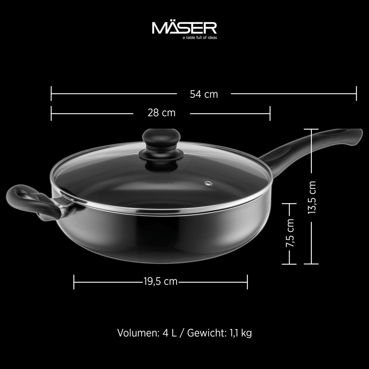 Pfannenset 935594 - Schwarz, Basics, Metall (28cm) - Mäser