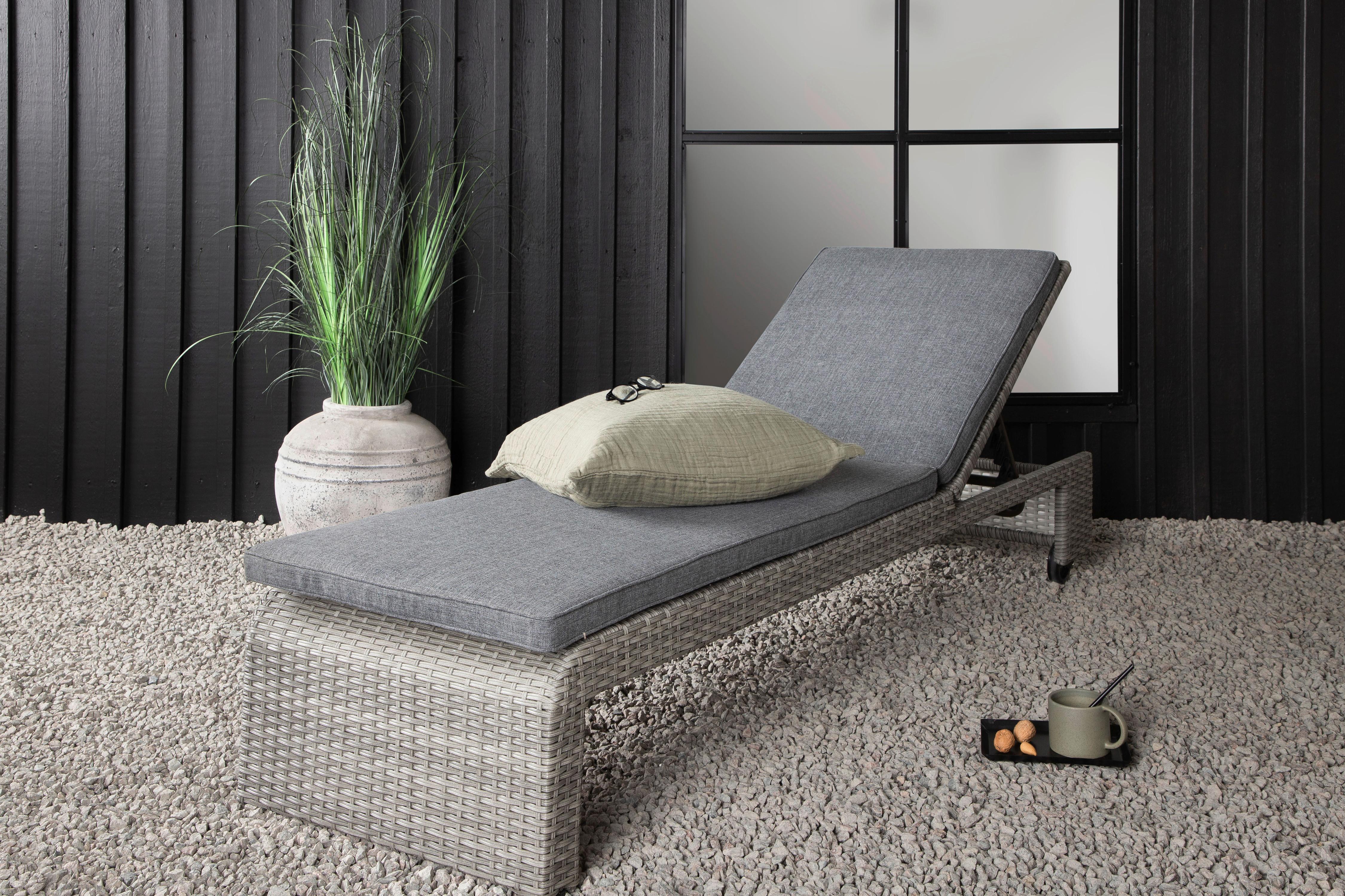 Sonnenliege London ca. 60x32x196 cm Grau - Grau, KONVENTIONELL, Kunststoff/Textil (60/32/196cm) - Gardenson