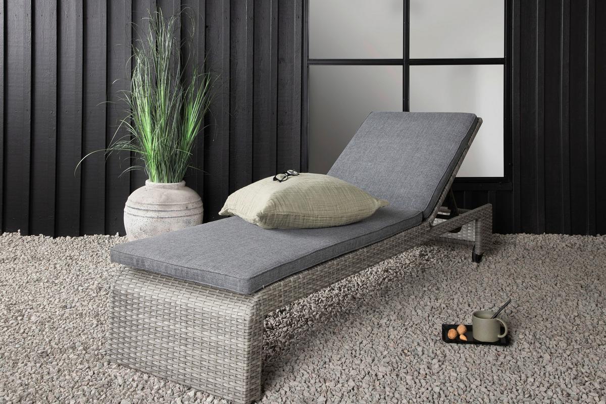 Sonnenliege London ca. 60x32x196 cm Grau - Grau, KONVENTIONELL, Kunststoff/Textil (60/32/196cm) - Gardenson