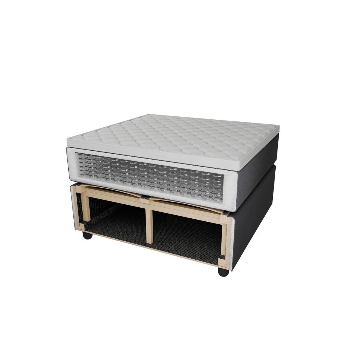 ŁÓŻKO SKRZYNIOWE APOLLO PLUS - kolor naturalny/czarny, Modern, tworzywo sztuczne/tkanina (180/200cm) - MID.YOU