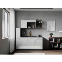 Küchenblock Oliver m. Geräten Weiß - Weiß/Grau, Trend, Holzwerkstoff/Metall (175cm) - Respekta