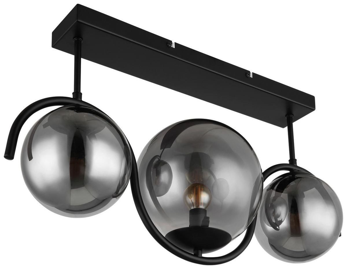 DECKENLEUCHTE PORRY SCHWARZ B: 20CM 3-FLM. - Schwarz, Basics, Glas/Metall (60/20/33cm) - Globo