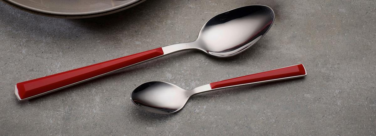 Besteckset Basic Rot/Silber 24-teilig - Rot/Silberfarben, Basics, Metall - Echtwerk
