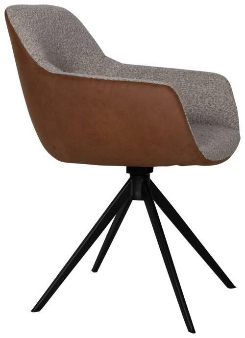 KRZESŁO Z PODŁOKIETNIKAMI FONS - greige/czarny, Design, metal/tkanina (61/85/61cm) - Valdera