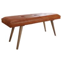 Klop Brez Naslona Salim - rjava, Natur, les/usnje (117/51/38cm) - MID.YOU