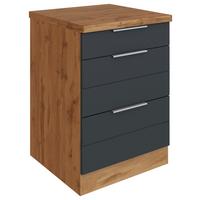 Küchenunterschrank Florenz ca. 60 cm Grau/Eiche - Eiche Wotan/Grau, Design, Holzwerkstoff/Metall (60/86/60cm) - Held