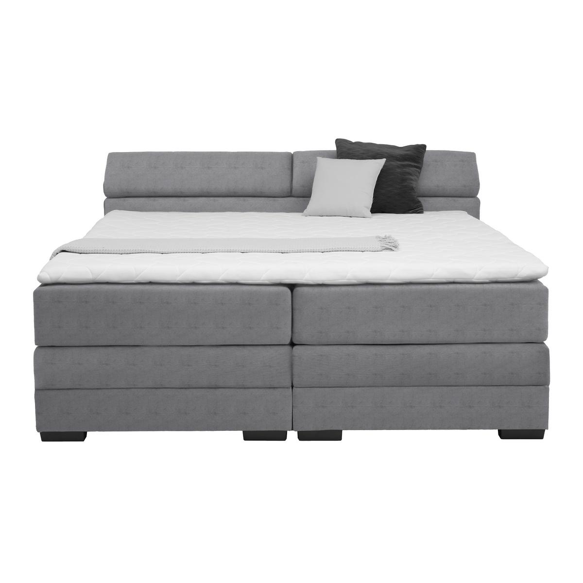 Boxspringbett Sevilla Grau ca. 180x200cm - Schwarz/Grau, KONVENTIONELL, Holz/Kunststoff (180/200cm) - Premium Living