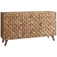 Komoda Rewa, Pravi Les - črna/barve akacije, Design, kovina/les (140/40/79cm) - MID.YOU