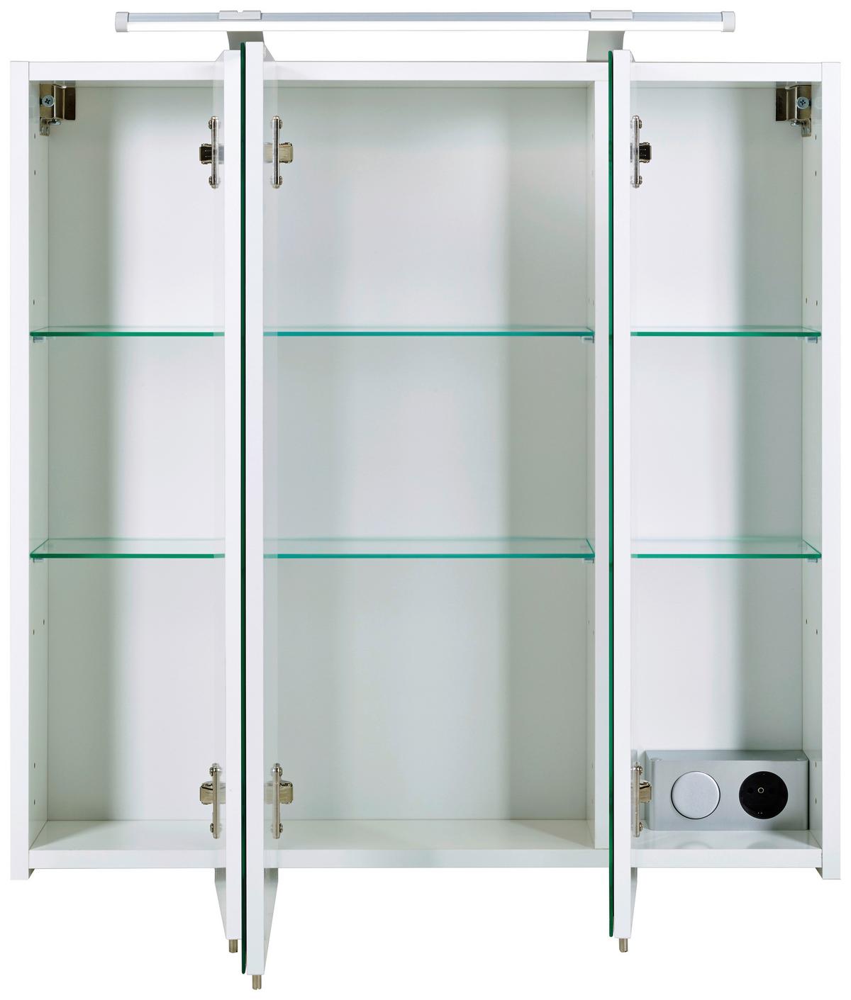 Spiegelschrank Dorina 900 mit LED Weiß - Silberfarben, MODERN, Glas/Holzwerkstoff (90/75,7/16cm) - MID.YOU