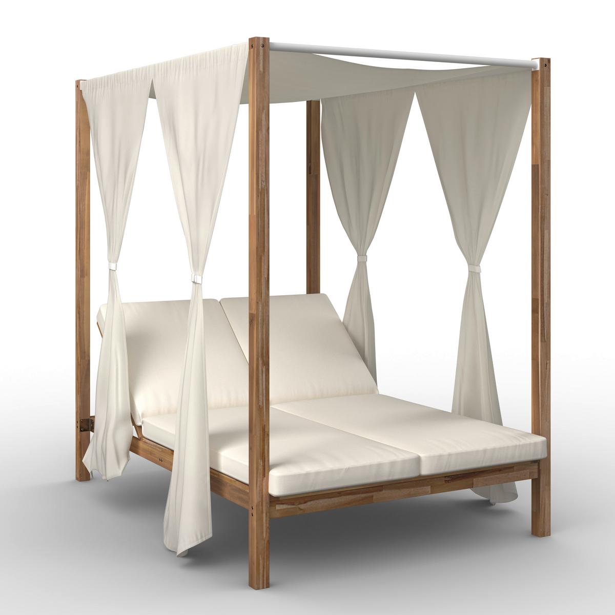 Sonneninsel Nicola Creme Holz/Outdoorstoff - Creme, MODERN, Holz/Textil (135,5/194,5/190cm) - Bessagi Garden