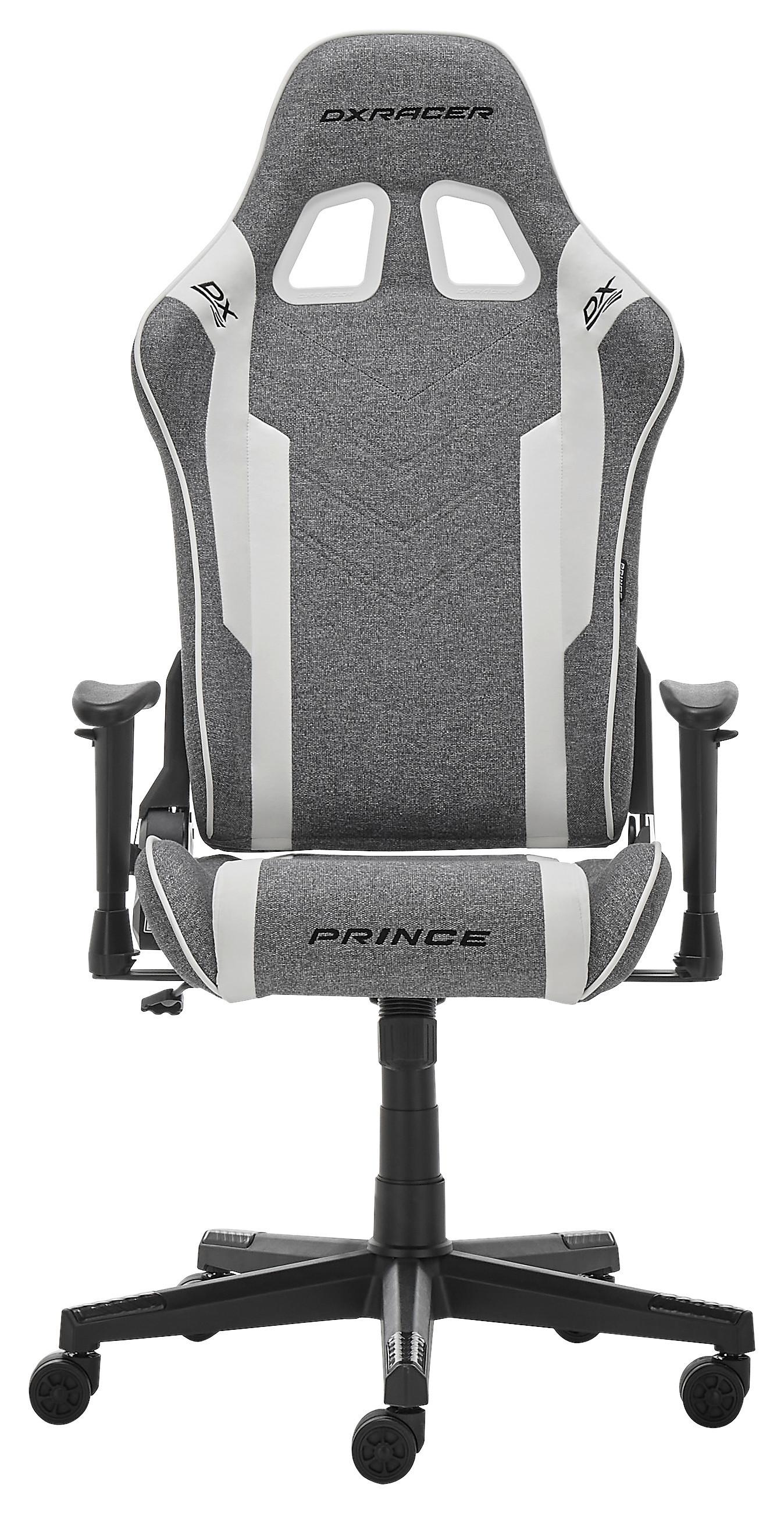 GAMINGSTOL PRINCE -EXKLUSIV- - vit/grå, Modern, textil/plast (70/126/70cm) - Dxracer