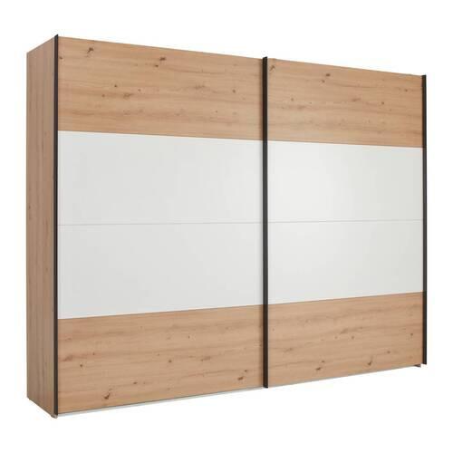 Schwebetürenschrank Cismon Weiss/Eiche ca. 270x211x61cm - Weiss/Schwarz, Konventionell, Holzwerkstoff/Kunststoff (269,9/210,5/61,2cm) - Mömax