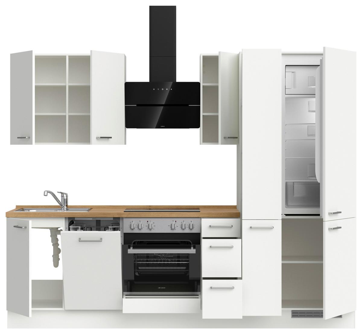 Küchenleerblock Touch High o. Geräte Weiß - Edelstahlfarben/Eichefarben, MODERN, Holzwerkstoff/Metall (270cm) - Nobilia
