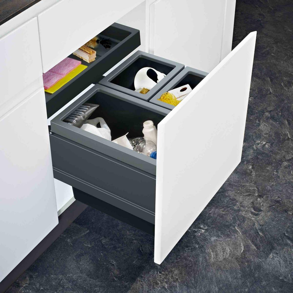 Einbauabfallsammler 1210557763 Grau/Dunkelgrau ca. 48l - Dunkelgrau/Grau, Kunststoff (60/50,8/50,6cm) - Franke