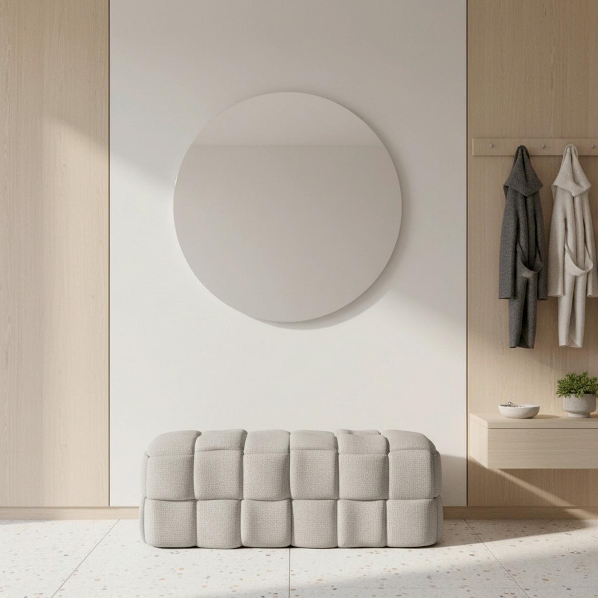 Hockerbank Ella Grau Bouclé Gepolstert - Schwarz/Grau, MODERN, Holz/Kunststoff (110/45/45cm) - Bessagi Home