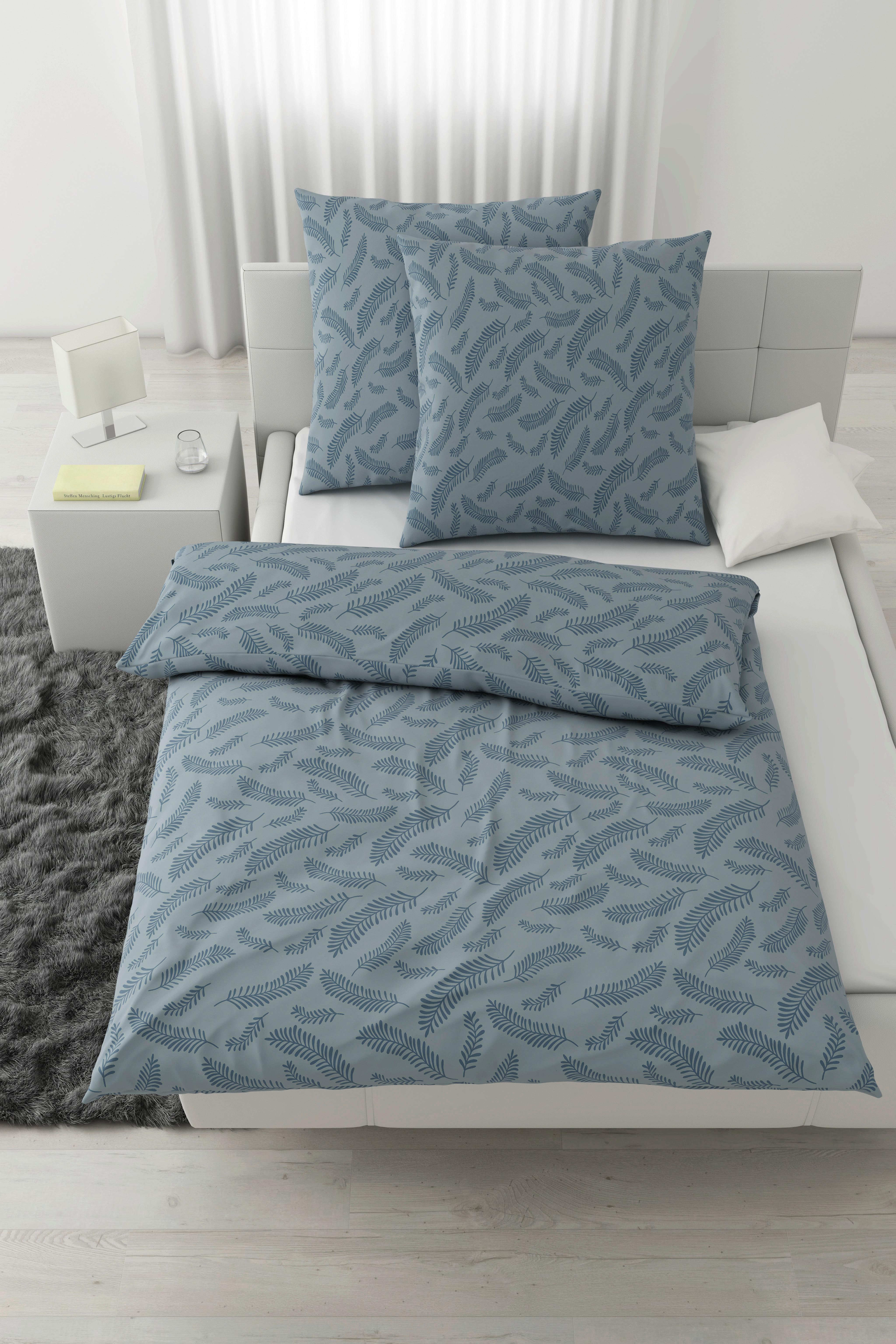 Bettwäsche Ferns XXL Rauchblau ca. 200x200cm - Blau, MODERN, Textil (200/200cm) - Mömax