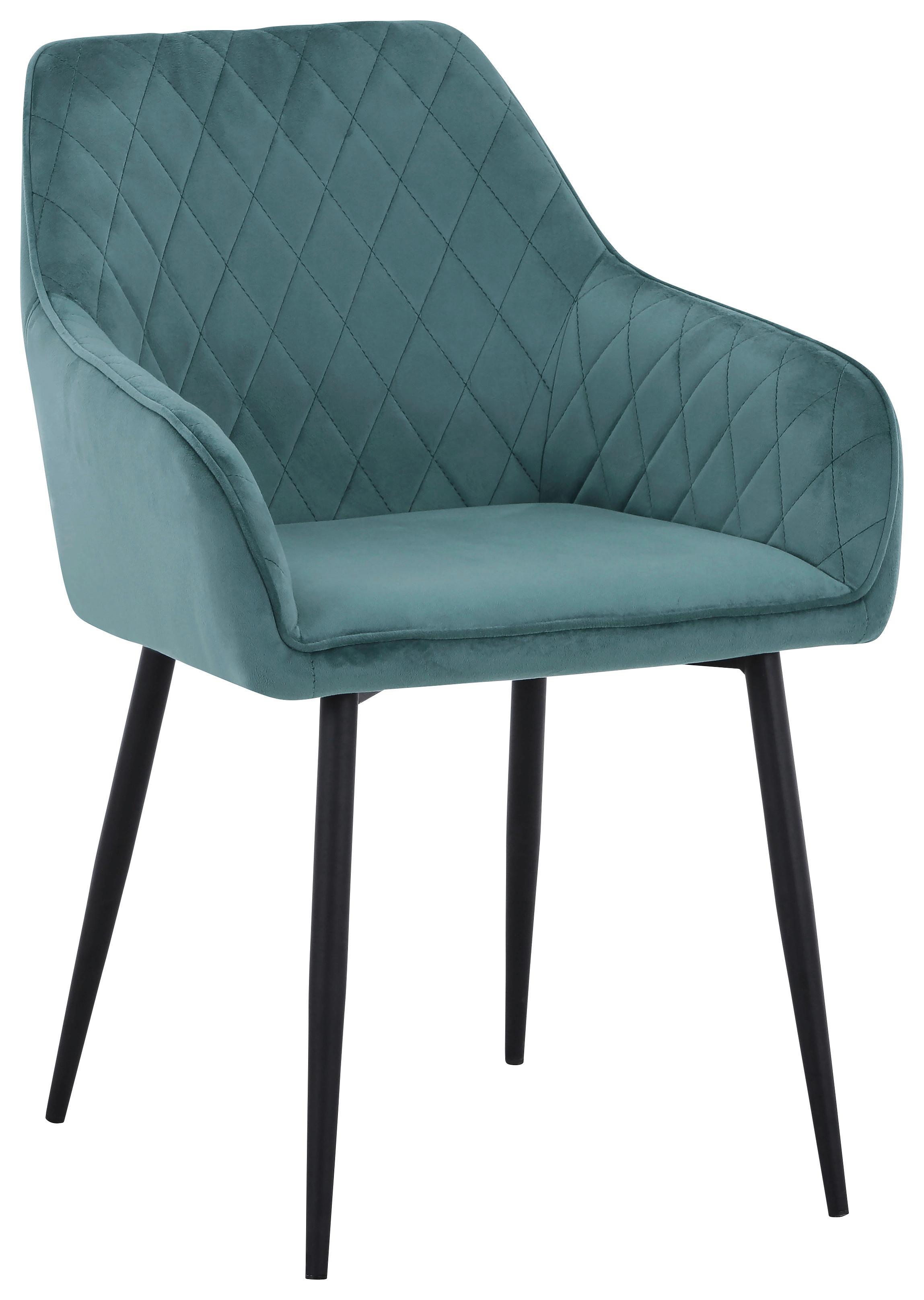 KRZESŁO Z PODŁOKIETNIKAMI STU - czarny/jadeitowa zieleń, Design, metal/tkanina (56/82,5/61,5cm) - Novel