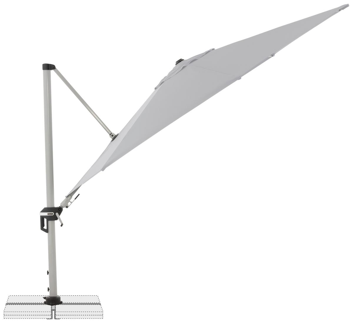 Ampelschirm Active Hellgrau ca. 370cm - Silberfarben/Hellgrau, Basics, Textil/Metall (370cm) - Doppler
