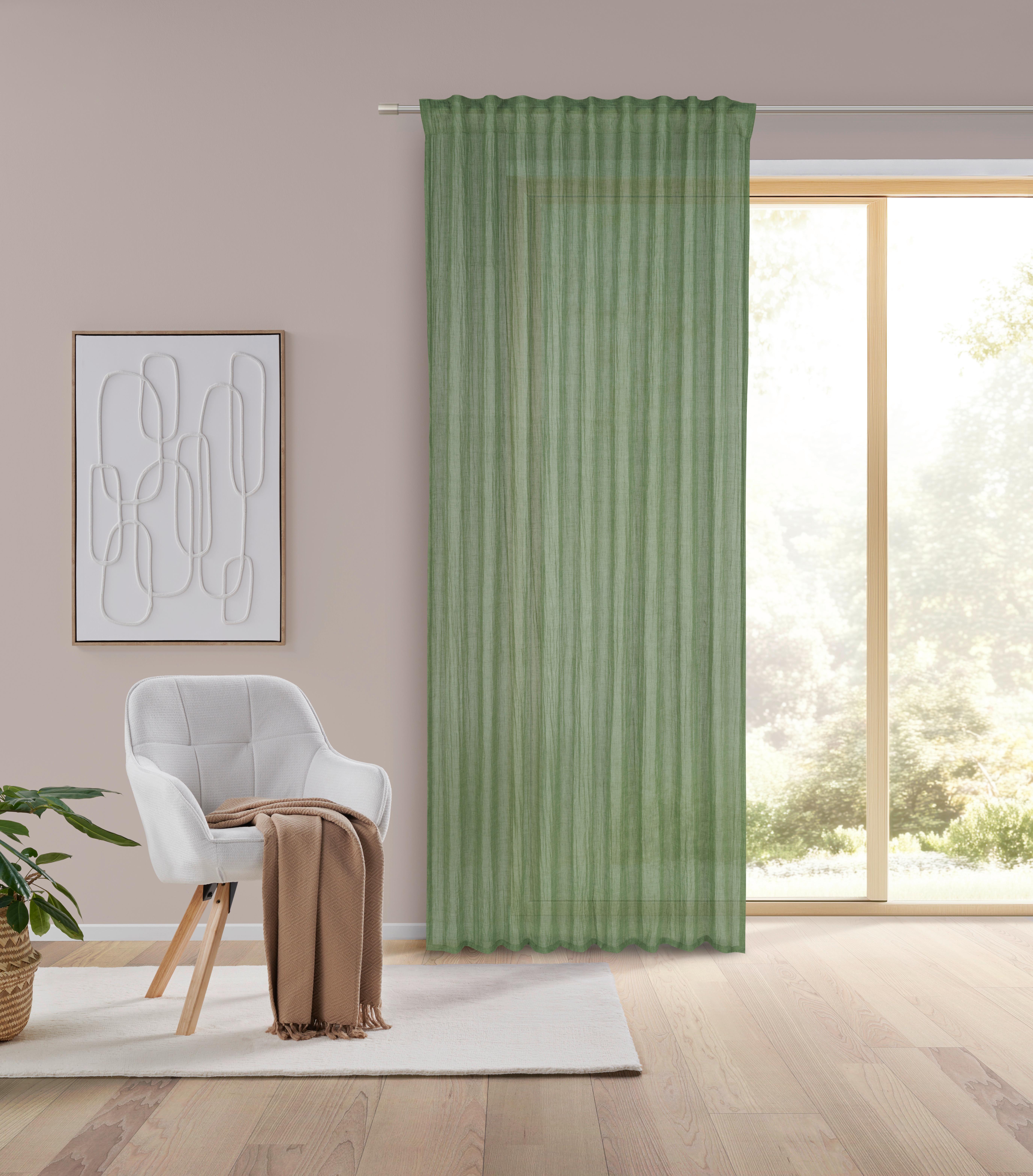Fertigvorhang Ramona in Grün ca. 135x245cm - Grün, MODERN, Textil (135/245cm) - Modern Living