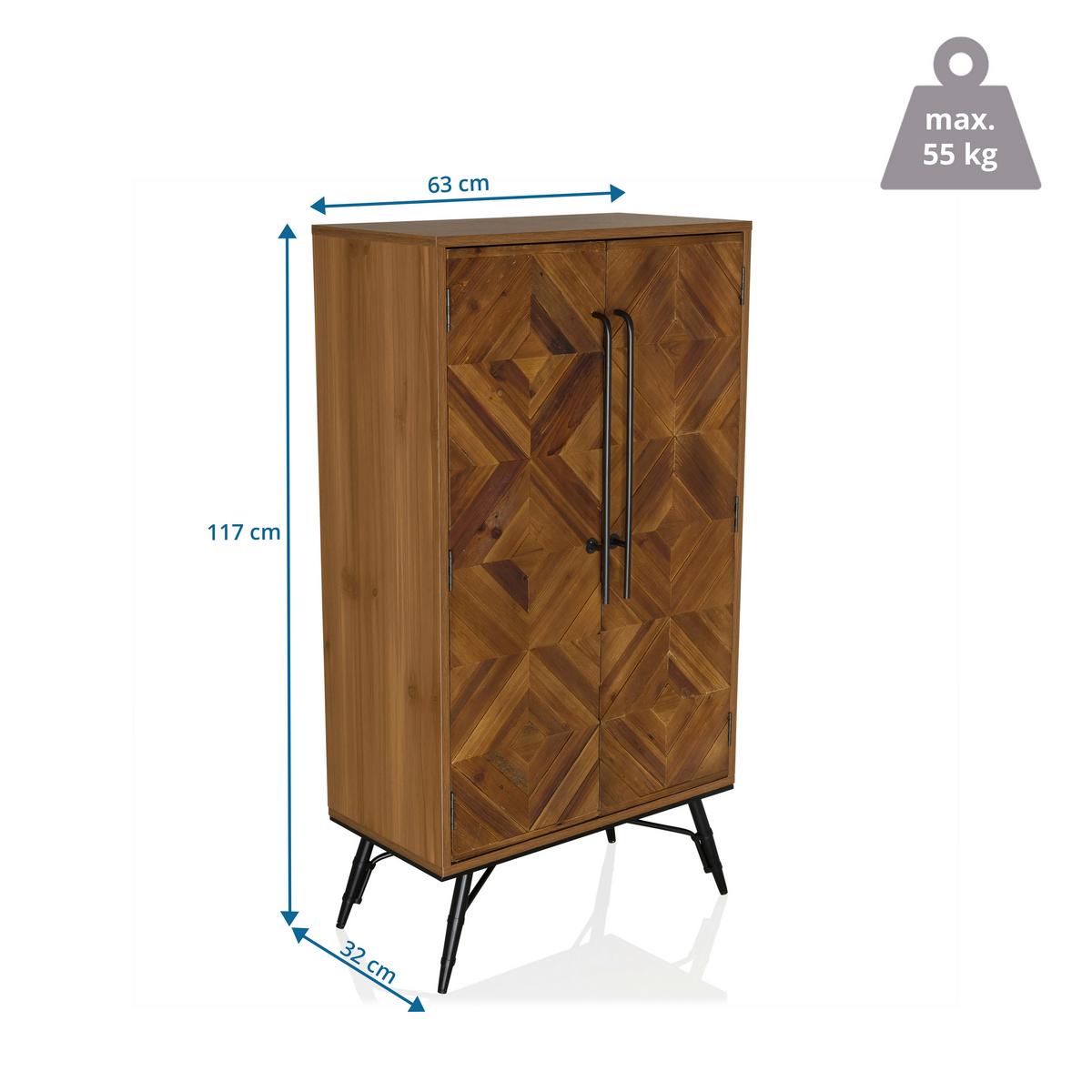 Komoda Santjago Wood High, Rjava - črna/temno rjava, Moderno, kovina/les (63/117/32cm) - MID.YOU