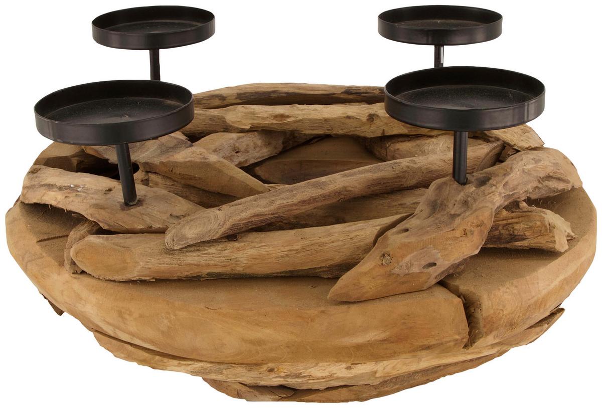 ŚWIECZNIK 50687-017 - kolor naturalny, Basics, drewno (38/17cm)