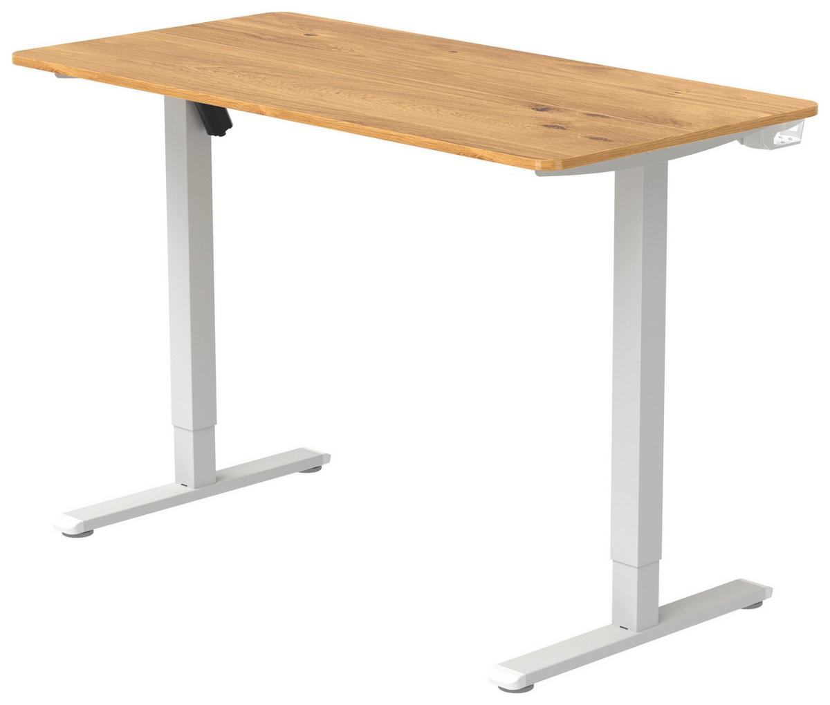 BIURKO PIKA - dąb deskowy/biały, Modern, materiał drewnopochodny/tworzywo sztuczne (120/60/70-115cm) - Livetastic