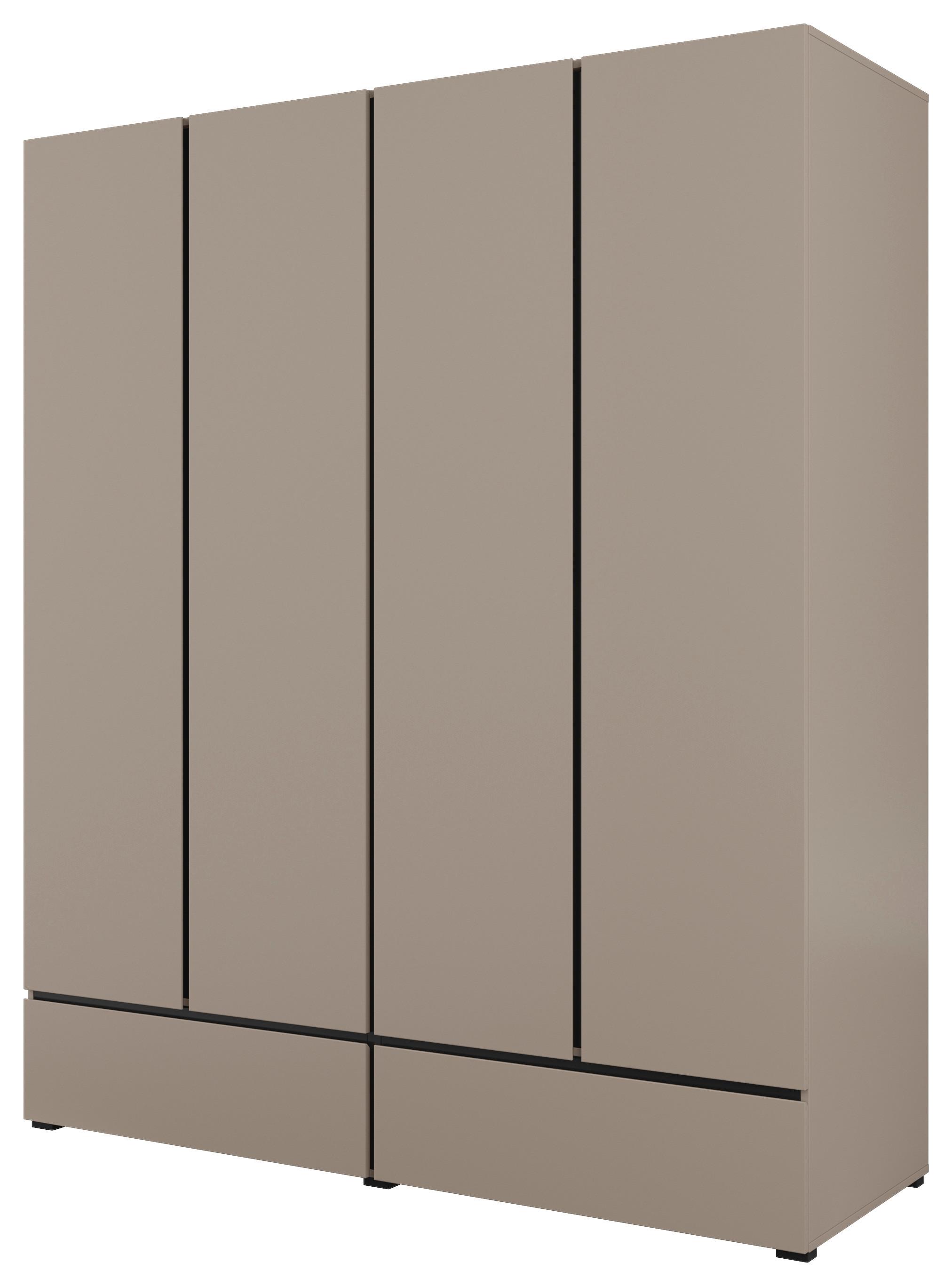 Ruhásszekrény 4 Ajtós Cross S - bézs/fekete, Modern, faalapú anyag (180/210/60cm)