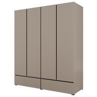 Ruhásszekrény 4 Ajtós Cross S - bézs/fekete, Modern, faalapú anyag (180/210/60cm)