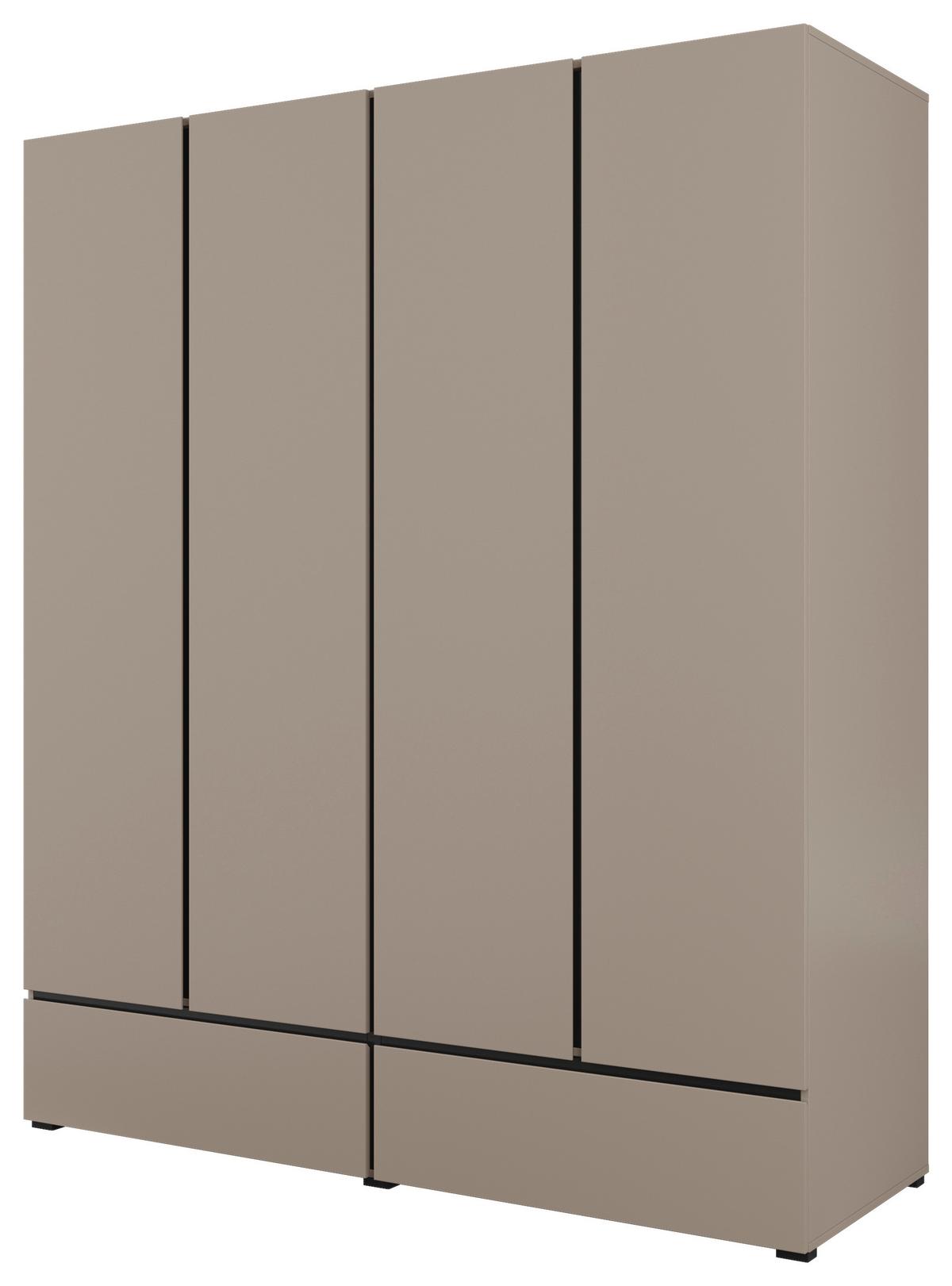 Ruhásszekrény 4 Ajtós Cross S - bézs/fekete, Modern, faalapú anyag (180/210/60cm)