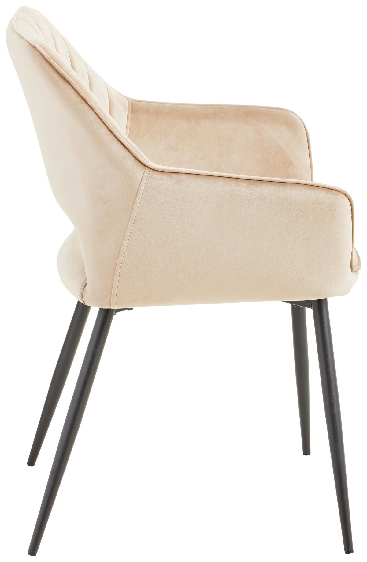 KRZESŁO Z PODŁOKIETNIKAMI GENUA - beżowy/czarny, Konventionell, metal/drewno (56/80,5/56cm) - MID.YOU