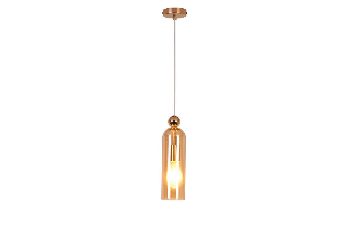 Hängeleuchte Dubai Bernsteinfarben max. 40 Watt - Bernsteinfarben, Trend, Glas/Metall (10/134,7cm) - Novel
