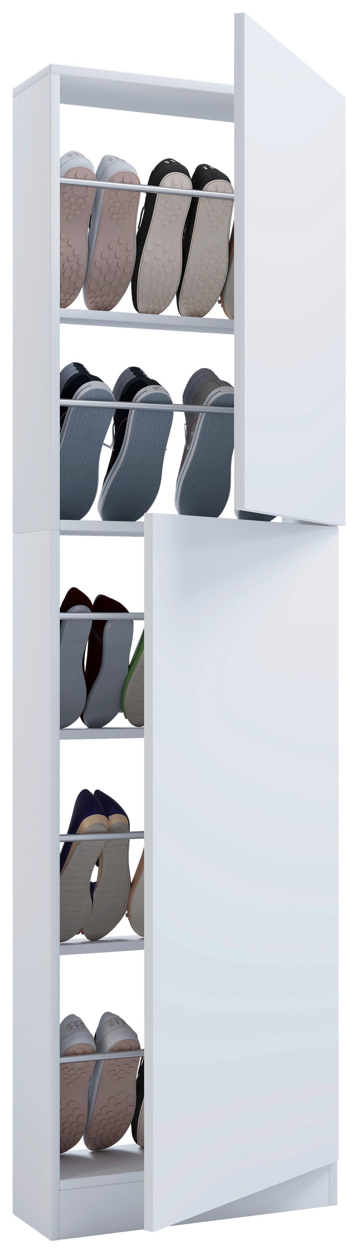 Schuhschrank FULISA Weiß ca. 50x180x17 cm - Weiß, Design, Holzwerkstoff (50/180/17cm) - MID.YOU