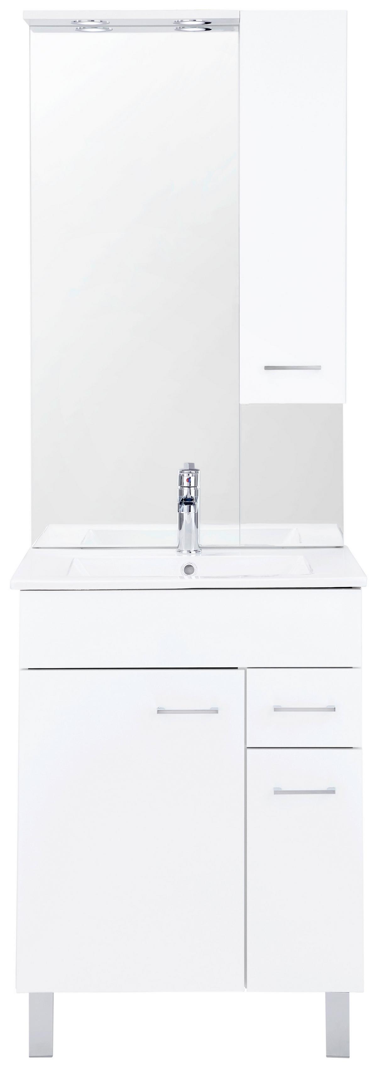 Badezimmer in Weiß, 3er Set - Weiß, MODERN, Keramik/Holzwerkstoff (60/197/46cm) - Mömax