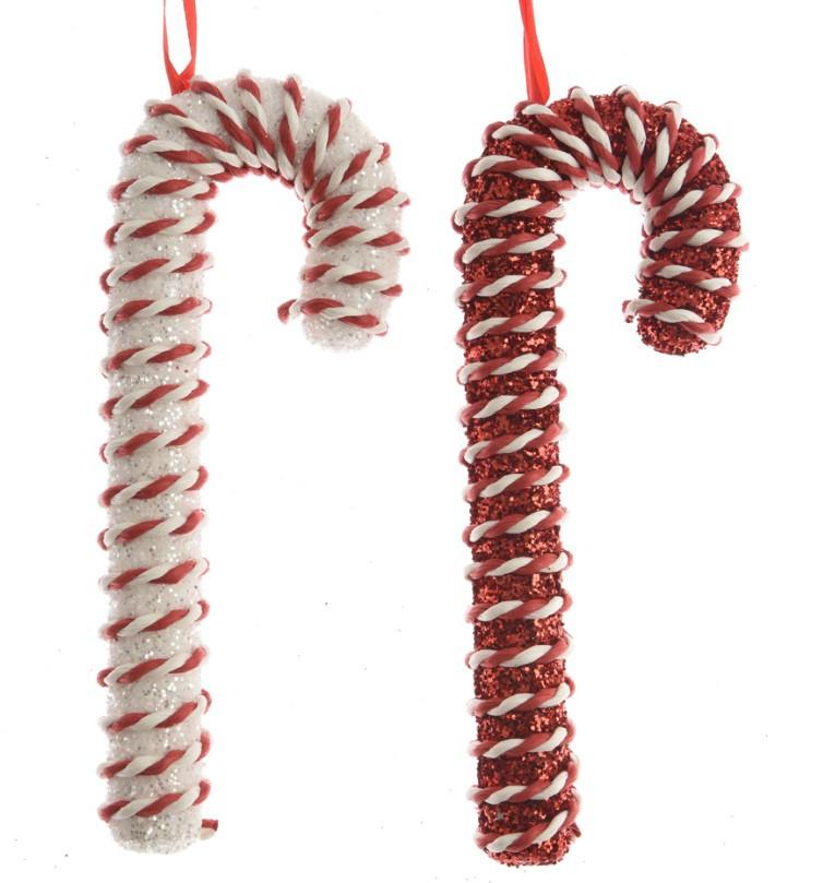 Ornamente brad de Crăciun Natal - alb/roșu, Basics, plastic (3,00/8,00/20,50cm)