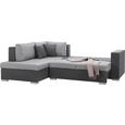 Wohnlandschaft Grau mit Bettfunktion - Dunkelgrau/Silberfarben, KONVENTIONELL, Holz/Textil (264/203cm) - MÖMAX modern living