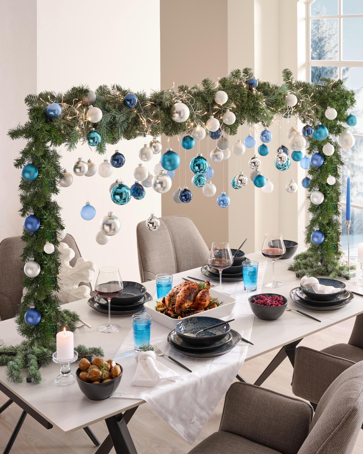 SERWIS OBIADOWO-ŚNIADANIOWY SØREN BLUE - niebieski, Trend, ceramika - Novel