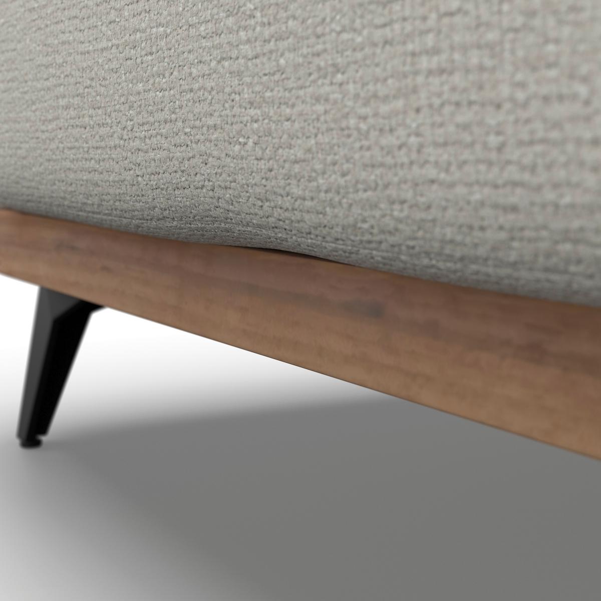 Wohnlandschaft Melia Creme Webstoff - Creme/Schwarz, MODERN, Holz/Textil (254/69/166cm) - Bessagi Home