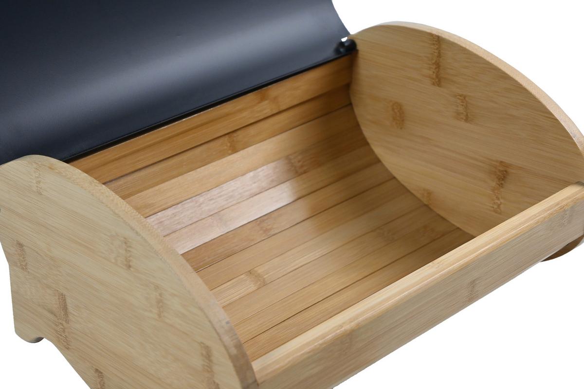 Brotbox Svea in Naturfarben - Schwarz/Naturfarben, MODERN, Holz/Metall (35/25/15,5cm) - Modern Living