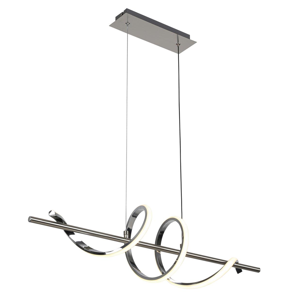 LED-Hängeleuchte Lina Chrom-/Nickelfarben max. 20 W - Chromfarben/Nickelfarben, MODERN, Kunststoff/Metall (20/80/120cm) - Mömax