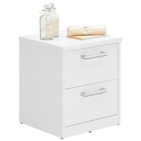 SZAFKA NOCNA EASY - kolor srebrny/biały, Basics, materiał drewnopochodny/tworzywo sztuczne (38/46/36cm) - Xora