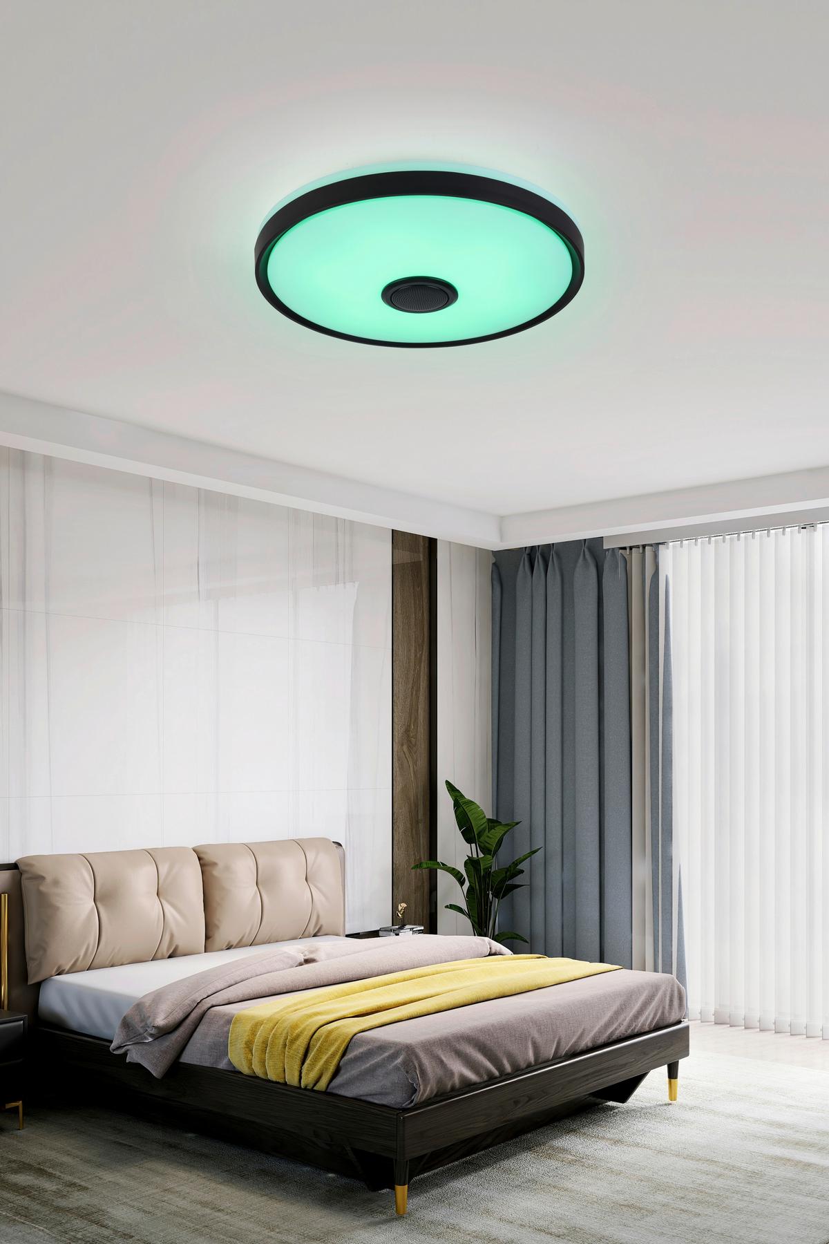 Led Smart Mennyezeti Lámpa Mirsada - fekete/fehér, műanyag/fém (42/8,5cm) - Premium Living