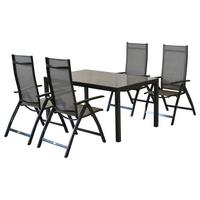 GARTENSET VICENZA - Graphitfarben/Braun, MODERN, Textil/Metall - Gardenson