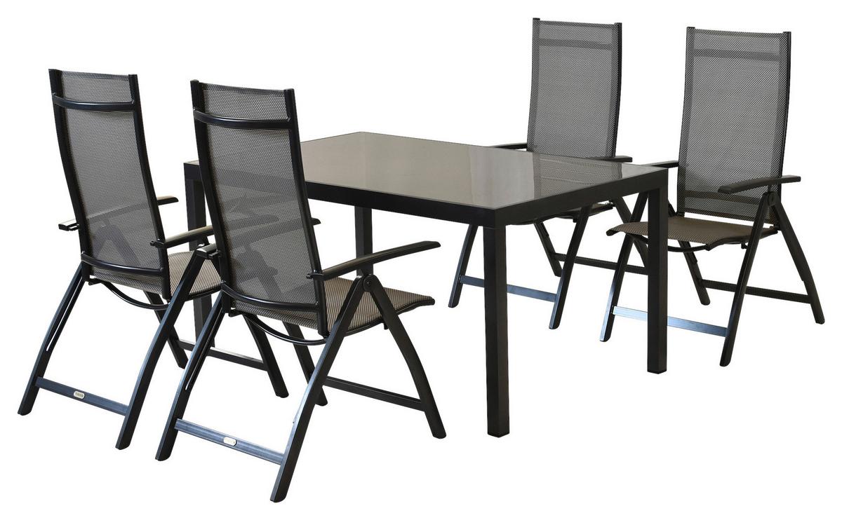 GARTENSET VICENZA - Graphitfarben/Braun, MODERN, Textil/Metall - Gardenson