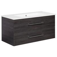 Waschtischkombi B.Perfekt Dunkelbraun - Dunkelbraun/Silberfarben, MODERN, Keramik/Holzwerkstoff (103cm) - MID.YOU