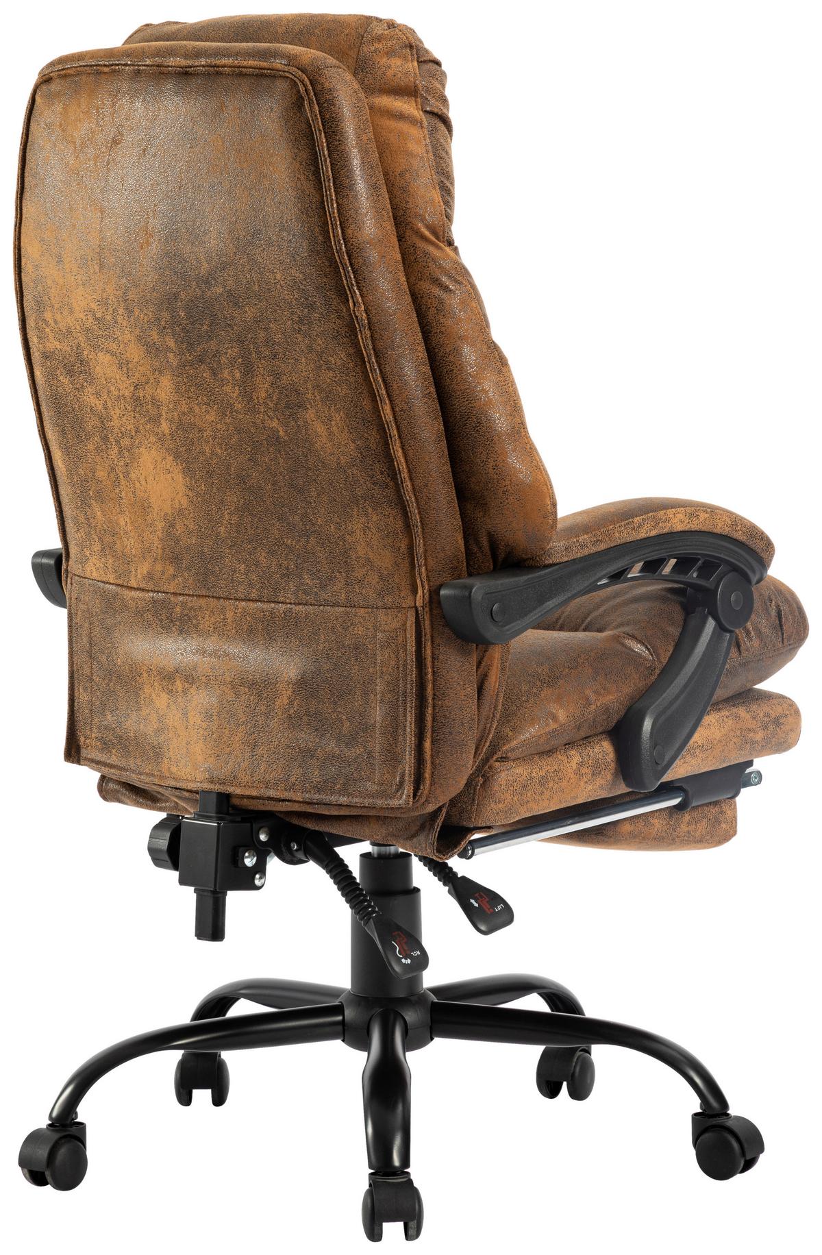FOTEL SZEFA BIG BOSS - czarny/brązowy, Modern, tworzywo sztuczne/metal (64/114-122/72cm) - MID.YOU