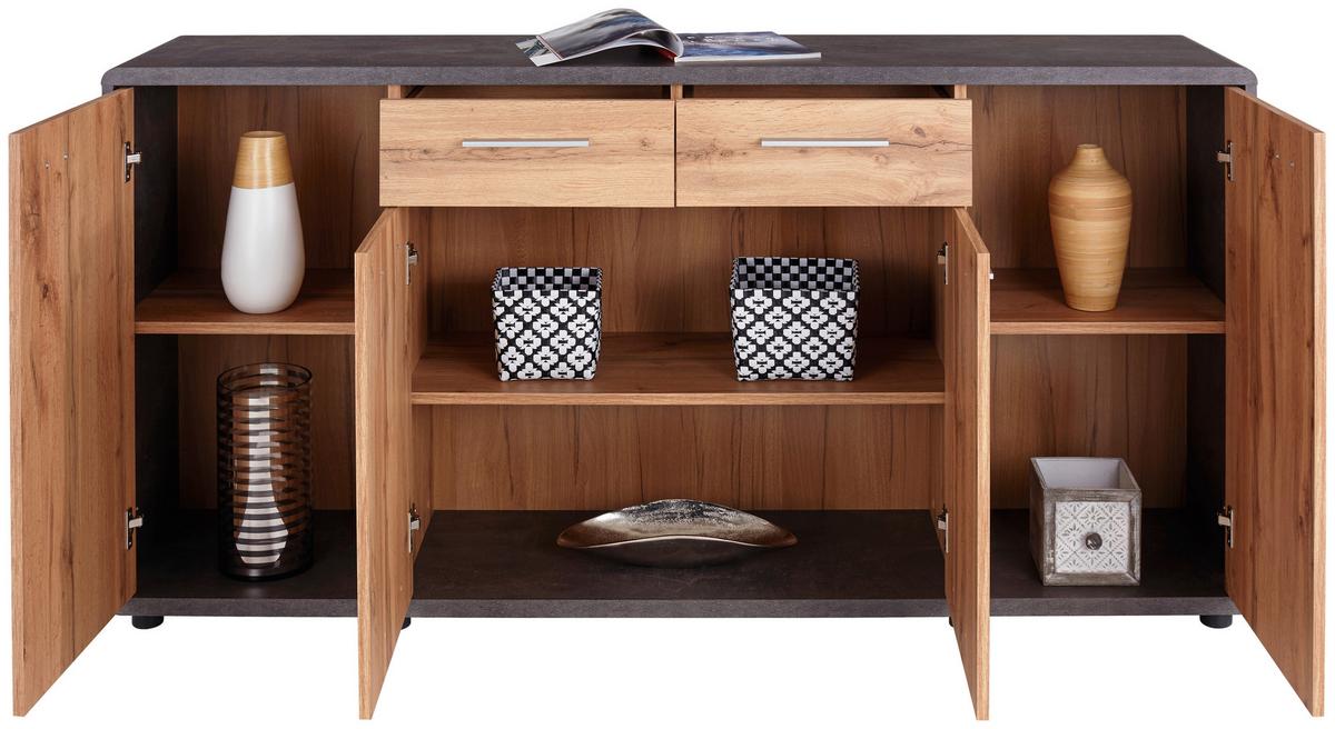 Komoda Fontana New Ftk05 - boje hrasta/tamno siva, Moderno, drvni materijal/plastika (174,4/87,2/40cm) - Modern Living