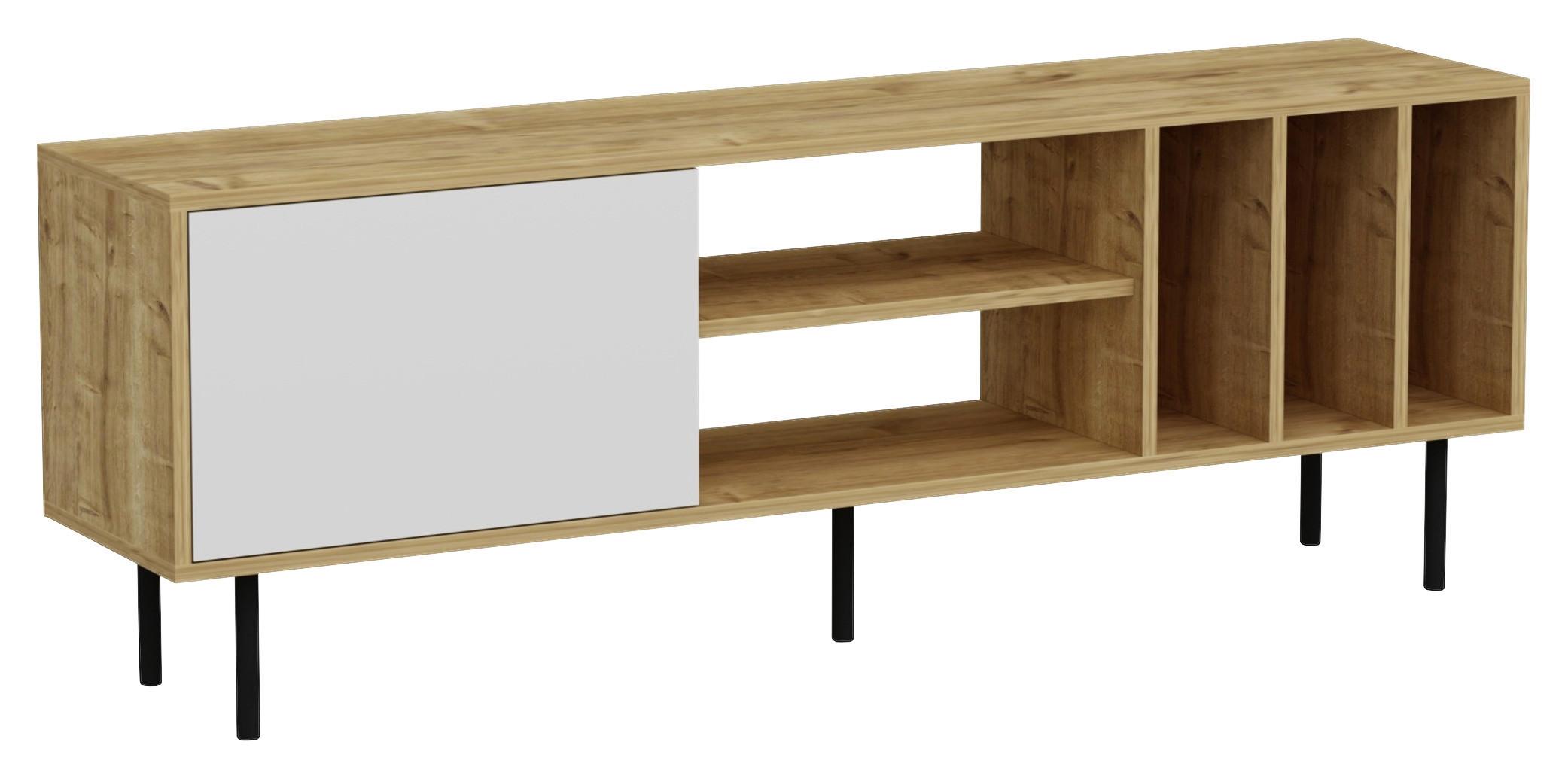 Lowboard Hera ca. 160x57 cm Eichefarben - Eichefarben/Schwarz, Design, Holzwerkstoff/Metall (160/57/35cm) - Livetastic